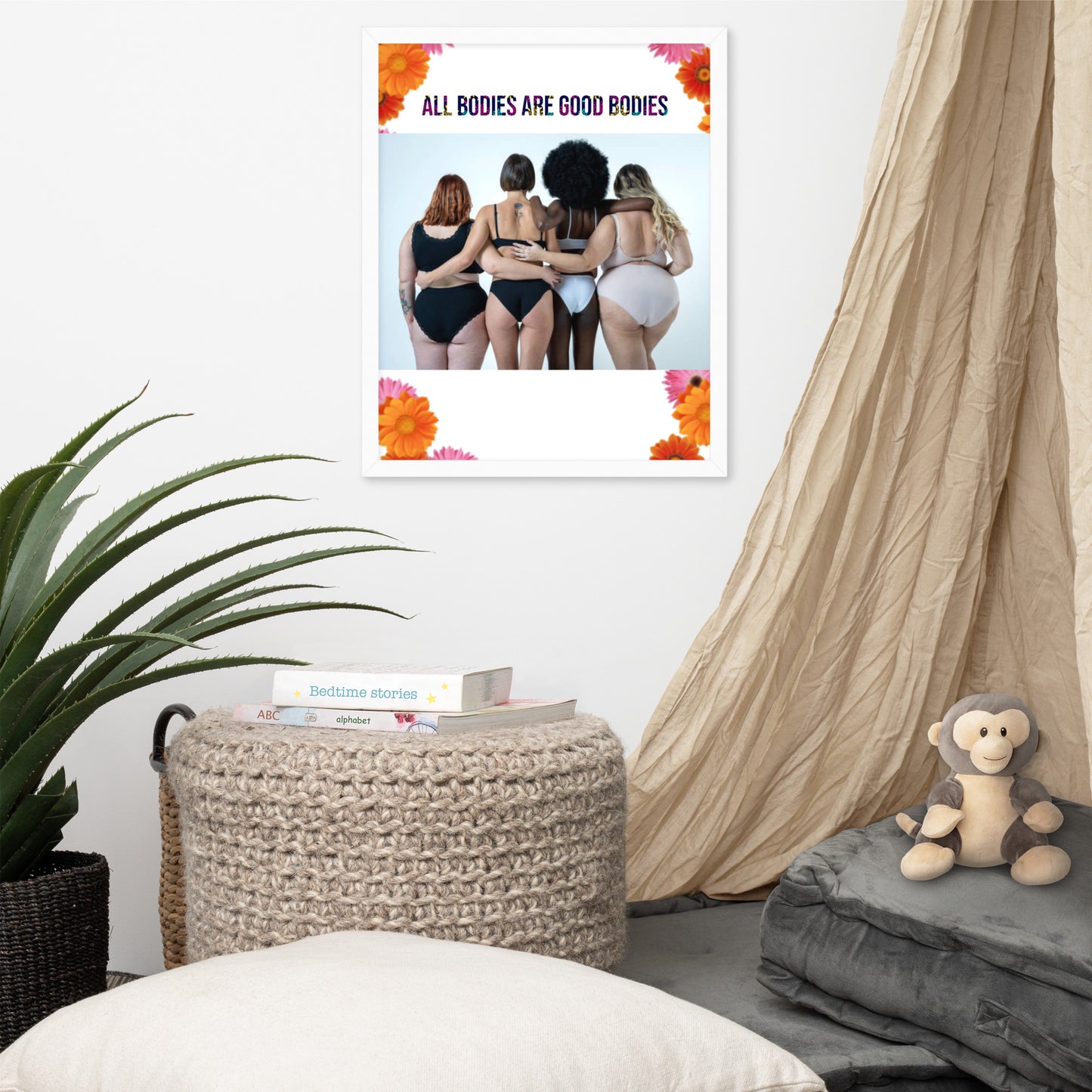 Body Positivity & Neutrality Framed Poster Wall Art (Vertical Model 008)