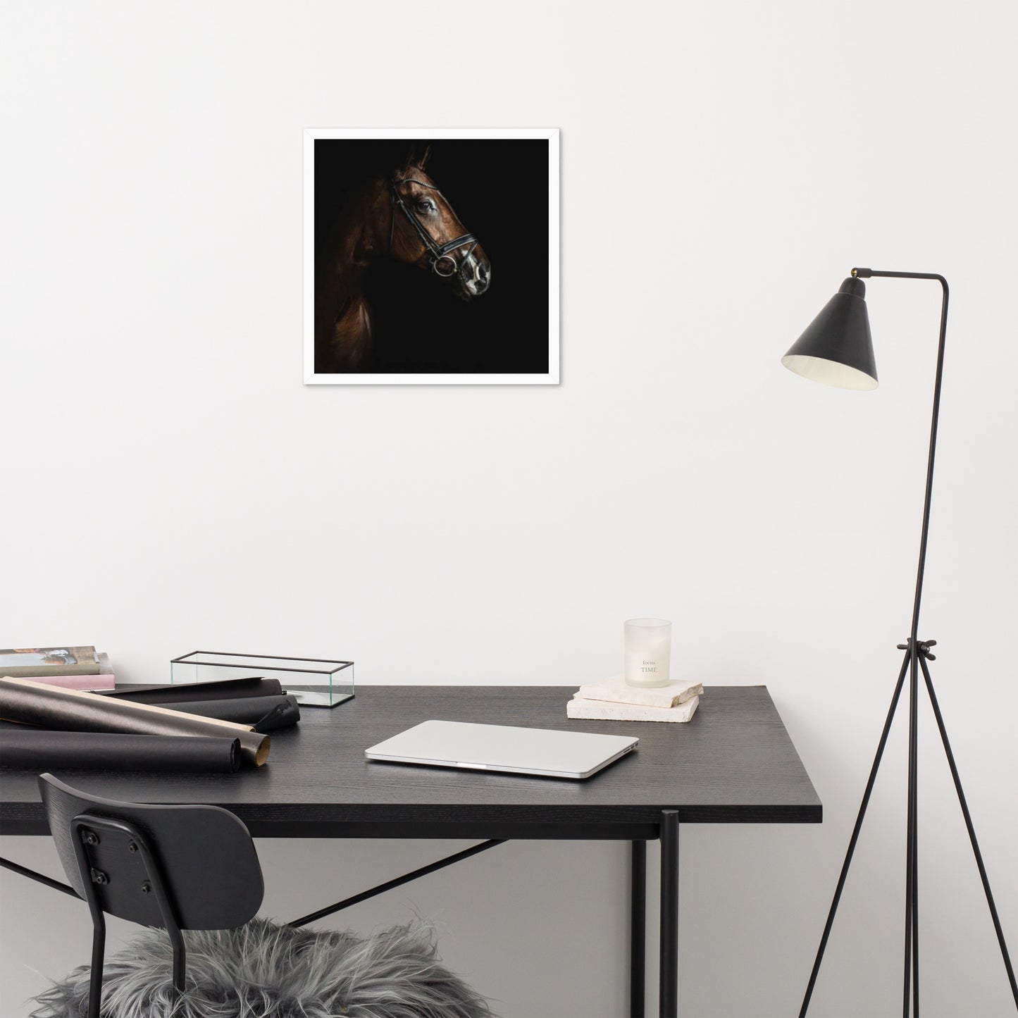 Framed Poster Horse Wall Art - Vertical Print (Glamourange 005 Model)