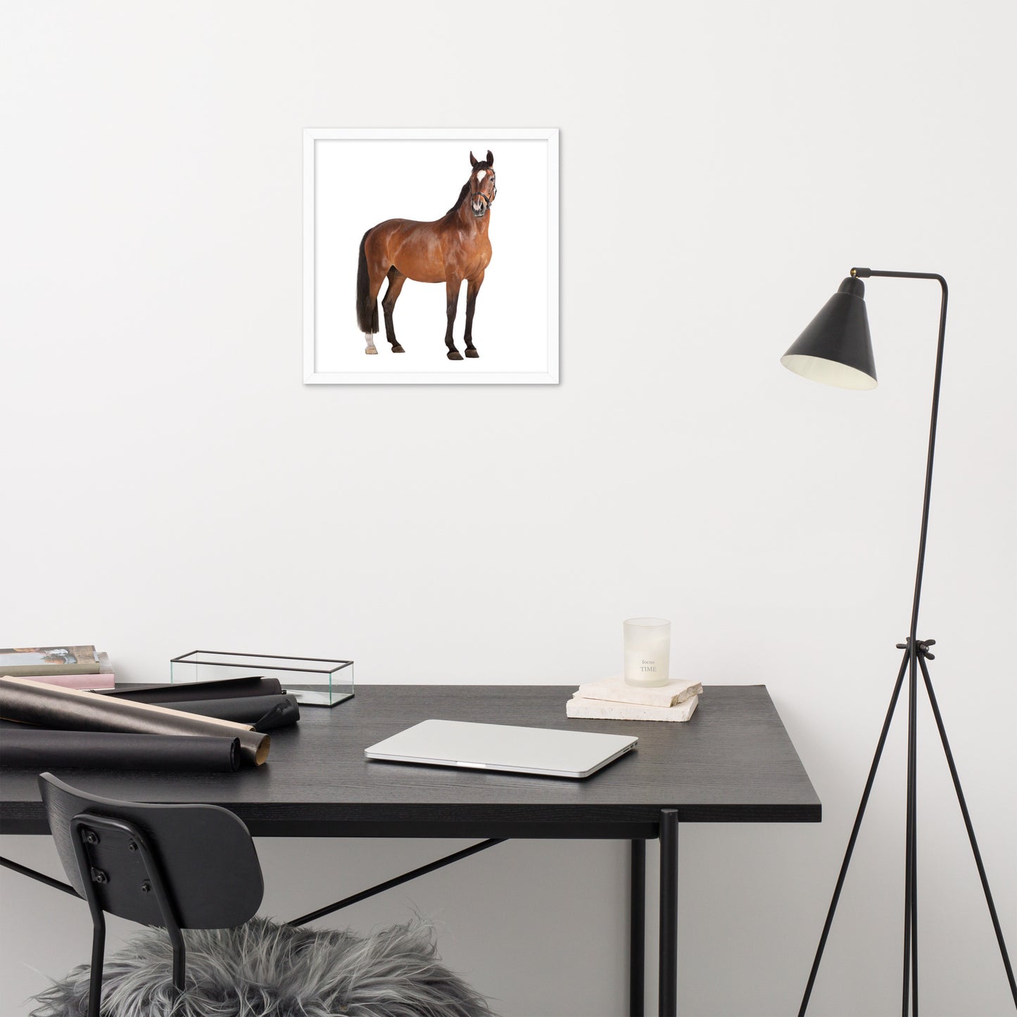 Framed Poster Horse Wall Art - Vertical Print (Glamourange 008 Model)