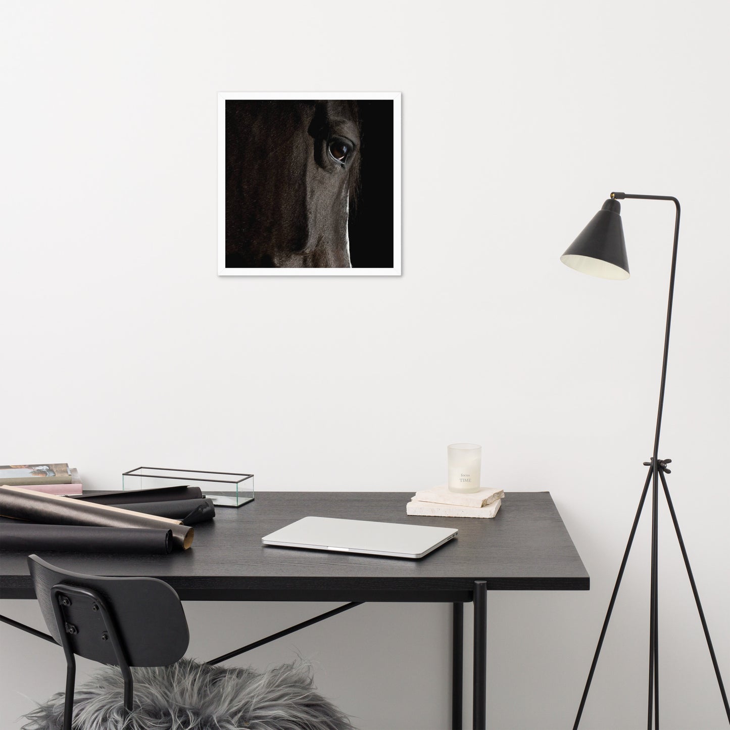 Framed Poster Horse Wall Art - Vertical Print (Glamourange 0015 Model)