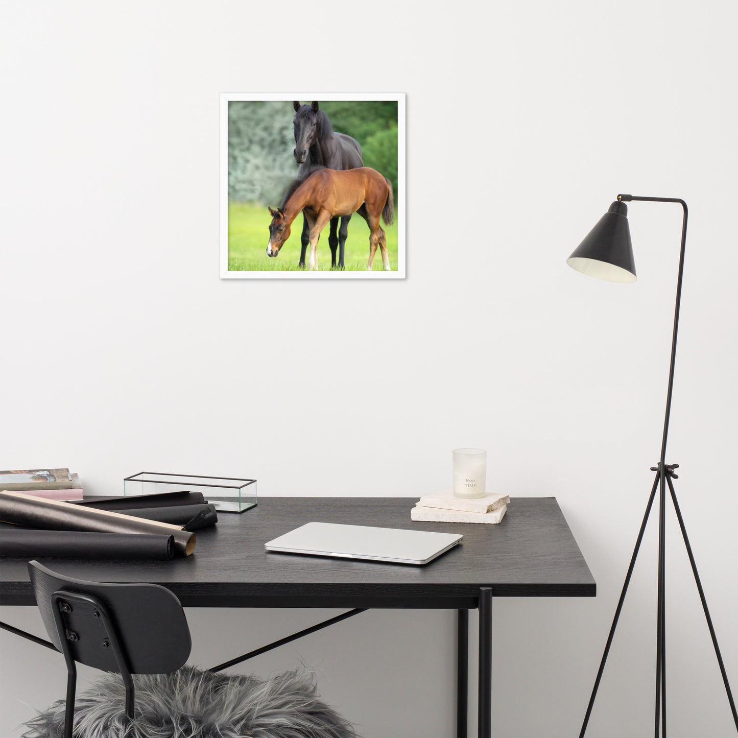 Framed Poster Horse Wall Art - Vertical Print (Glamourange 0021 Model)