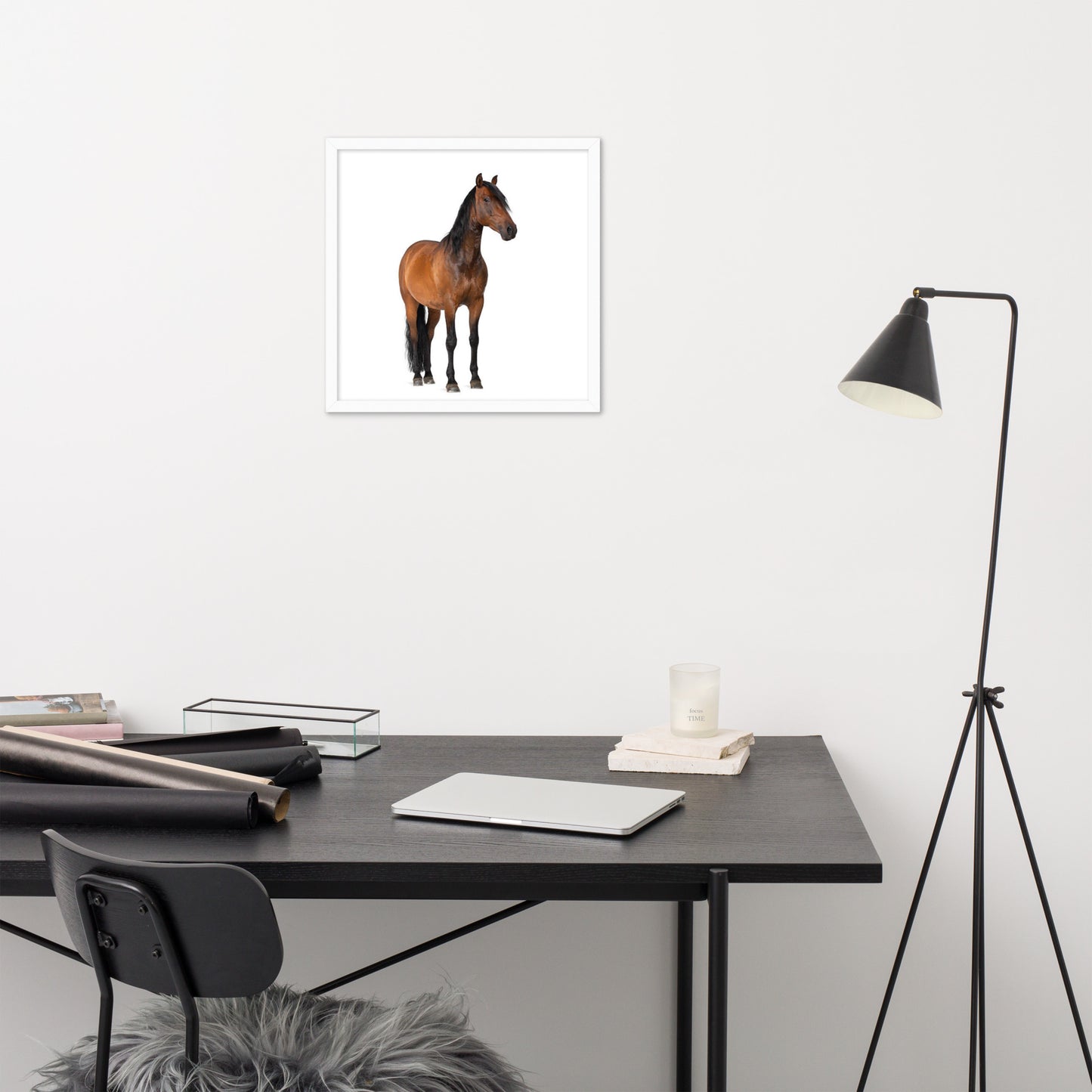 Framed Poster Horse Wall Art - Vertical Print (Glamourange 0024 Model)