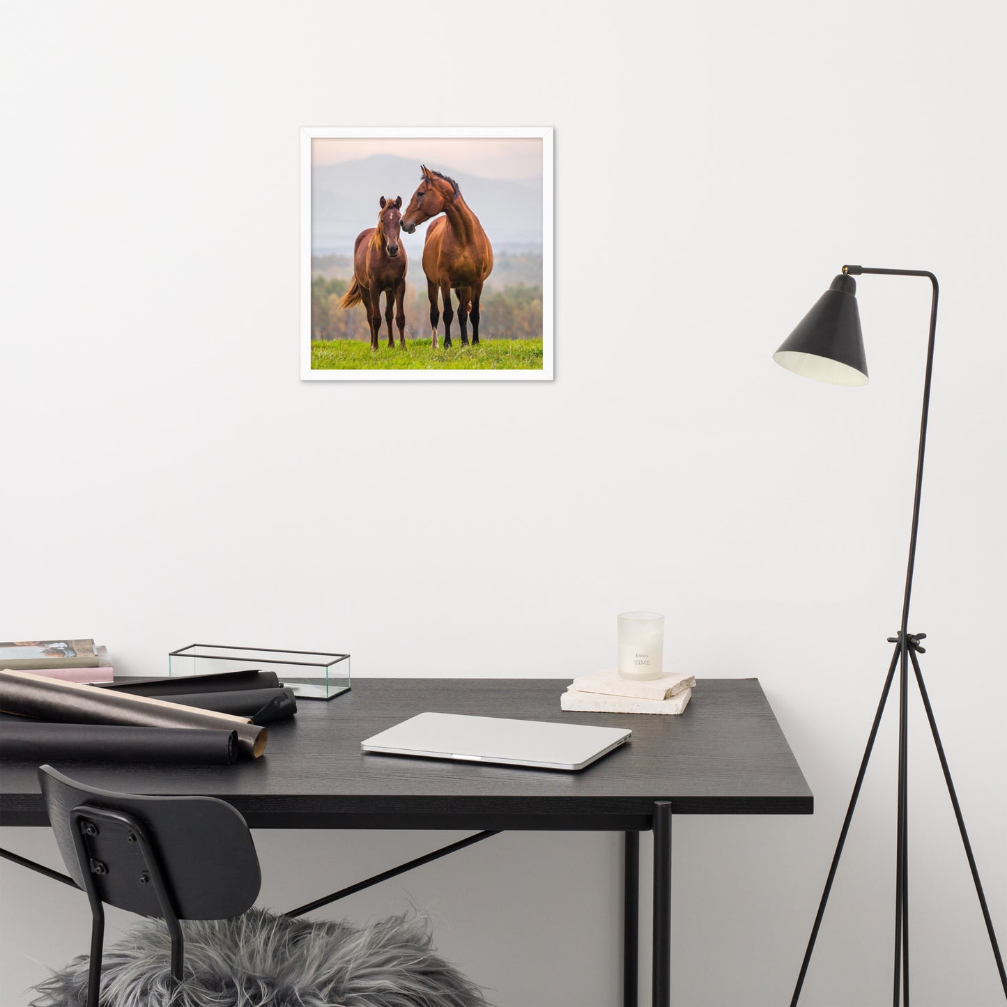 Framed Poster Horse Wall Art - Vertical Print (Glamourange 0027 Model)