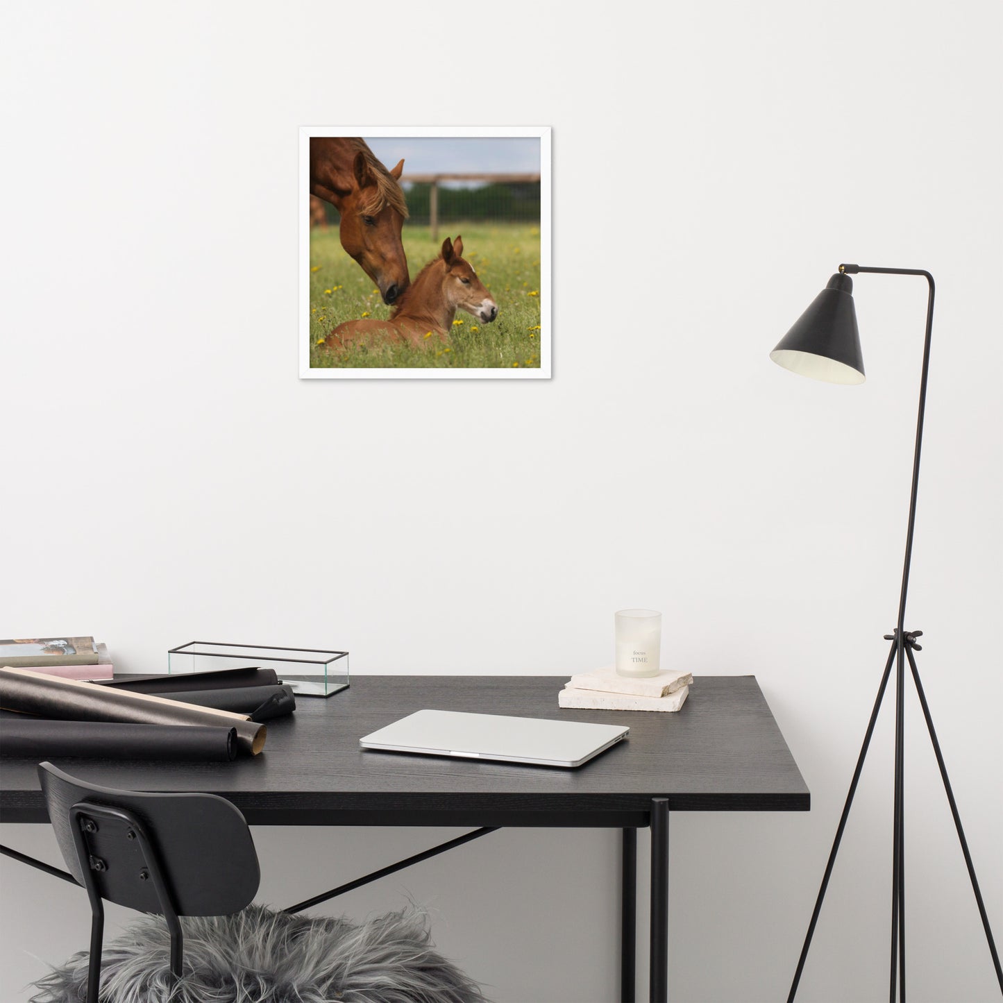 Framed Poster Horse Wall Art - Vertical Print (Glamourange 0032 Model)