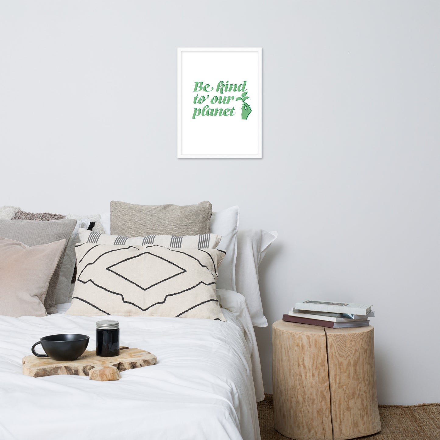 Framed Poster (Be Kind to Our Planet - Lifestyle Framed Poster Horizontal - Model 009)