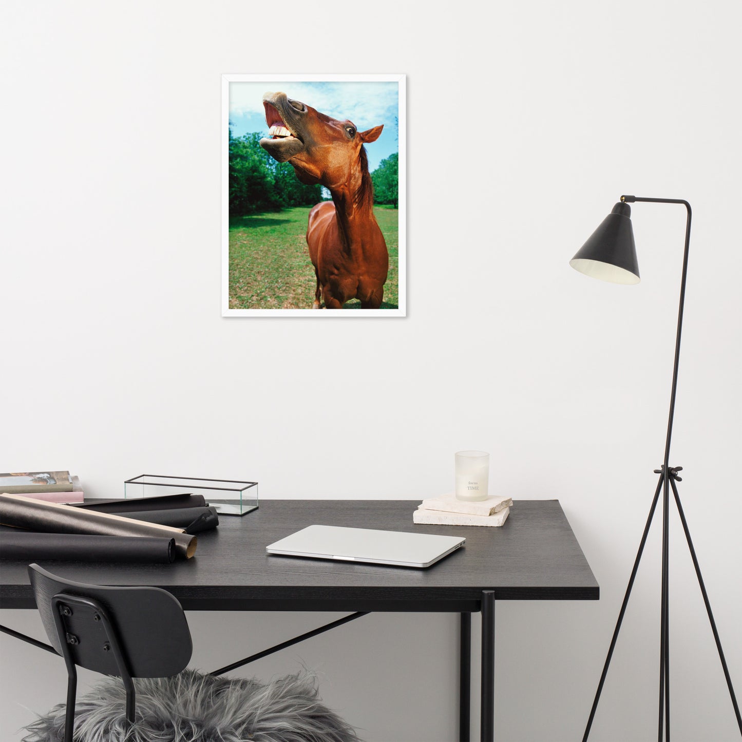 Framed Poster Horse Wall Art - Vertical Print (Glamourange 002 Model)