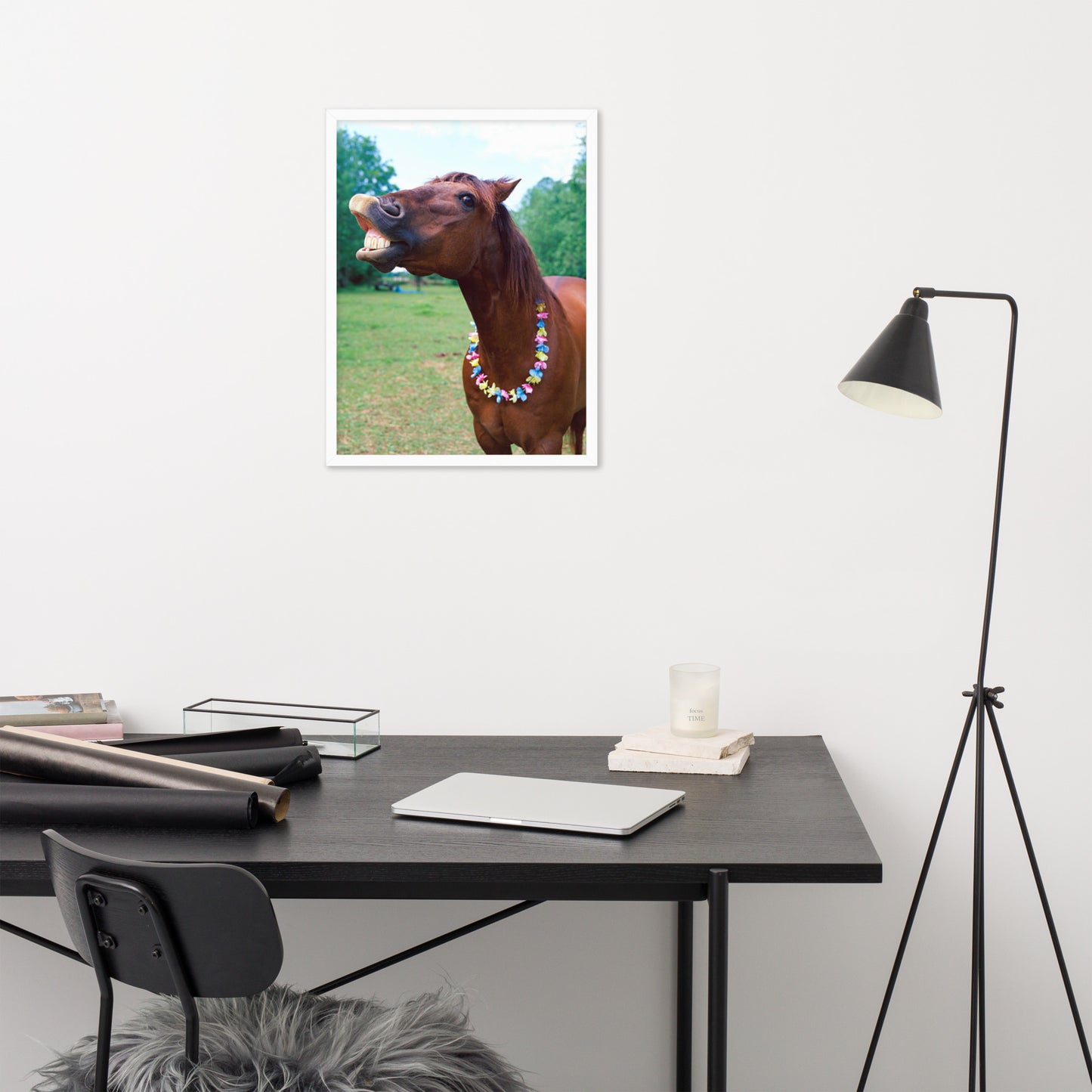 Framed Poster Horse Wall Art - Vertical Print (Glamourange 004 Model)