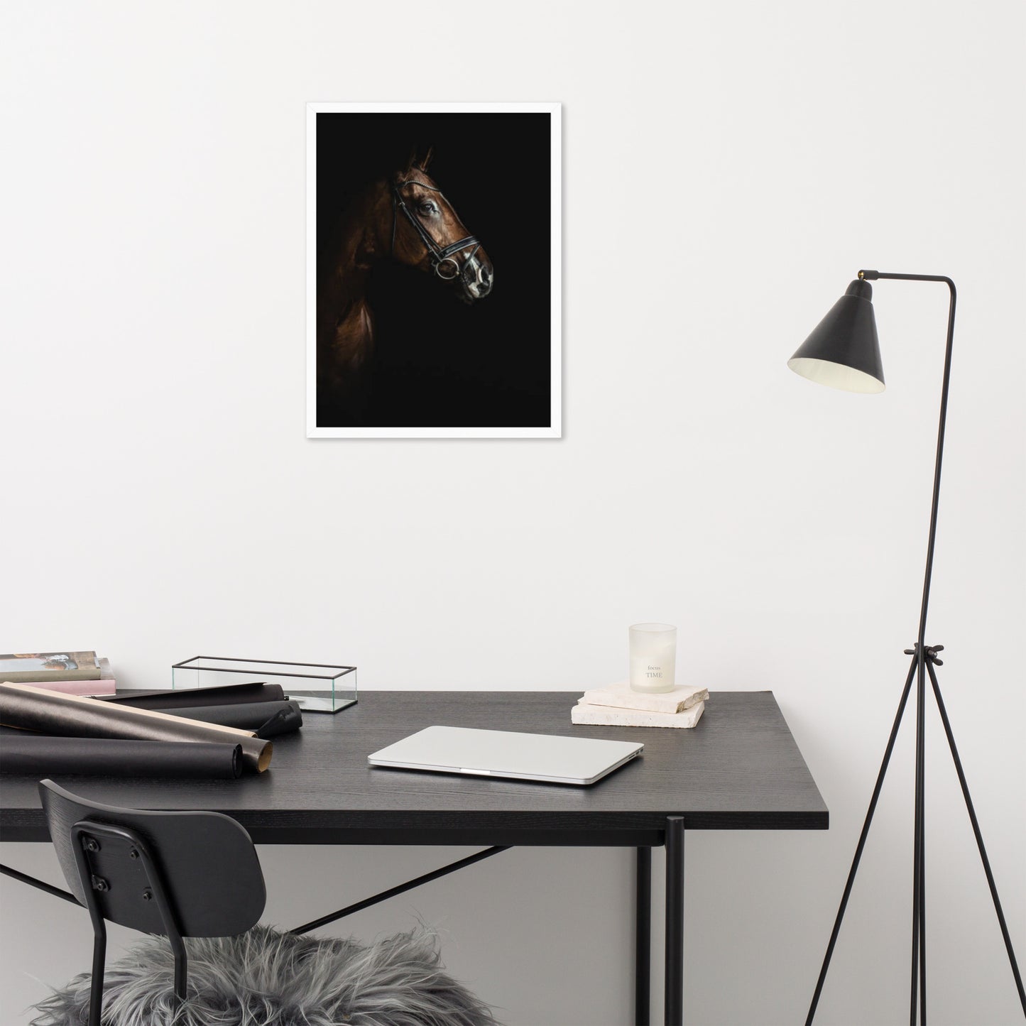 Framed Poster Horse Wall Art - Vertical Print (Glamourange 005 Model)