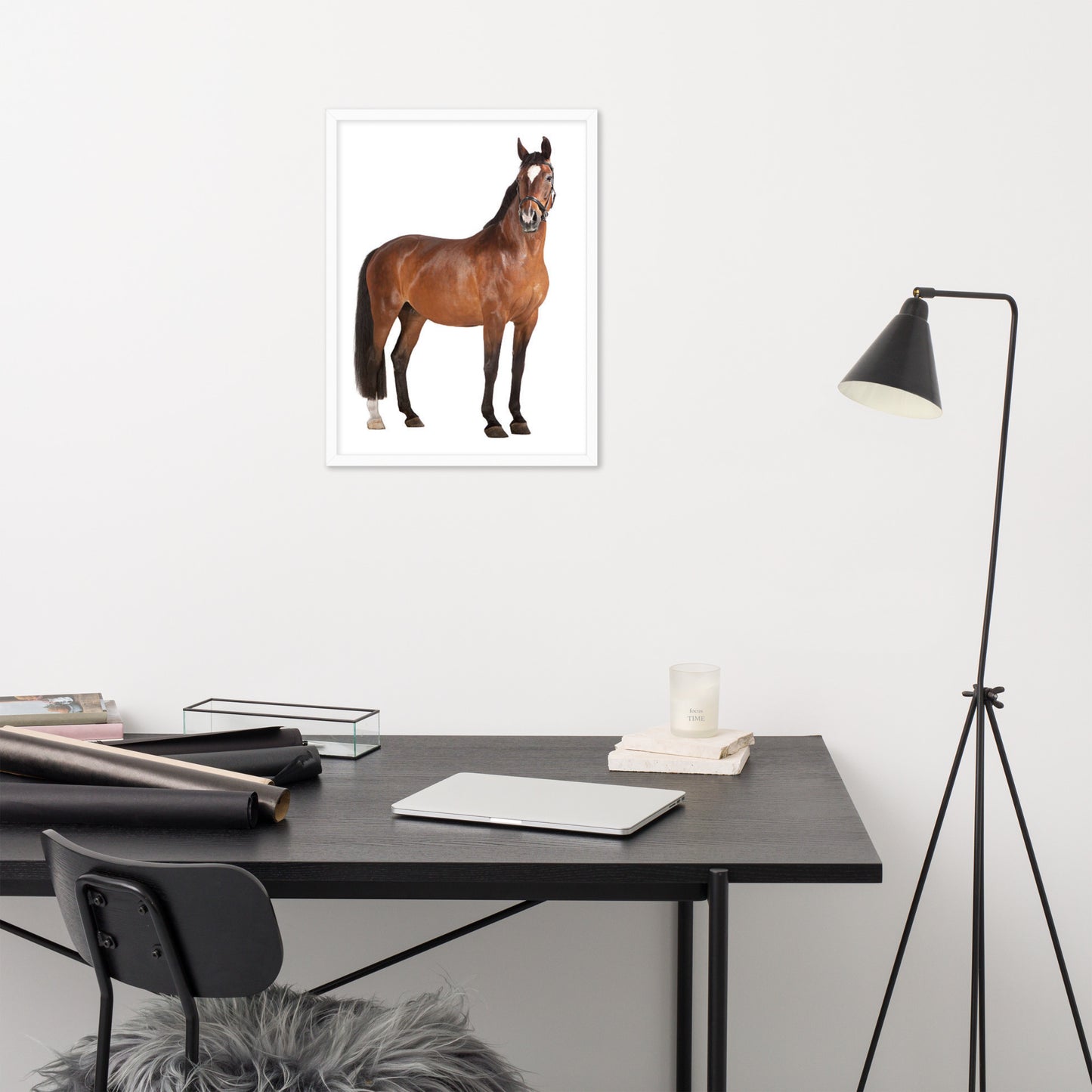 Framed Poster Horse Wall Art - Vertical Print (Glamourange 008 Model)