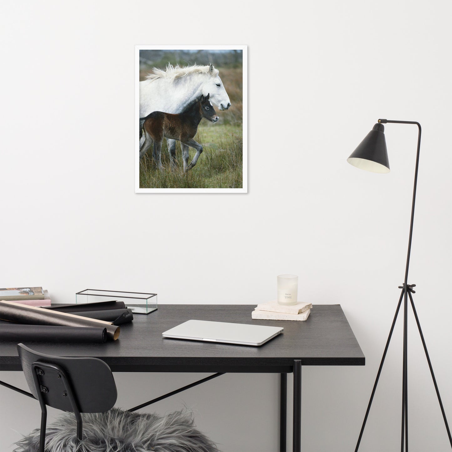 Framed Poster Horse Wall Art - Vertical Print (Glamourange 0011 Model)