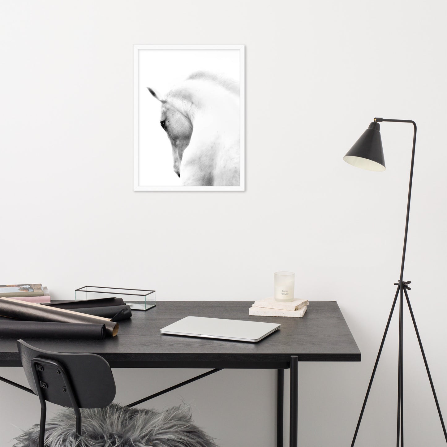 Framed Poster Horse Wall Art - Vertical Print (Glamourange 0014 Model)