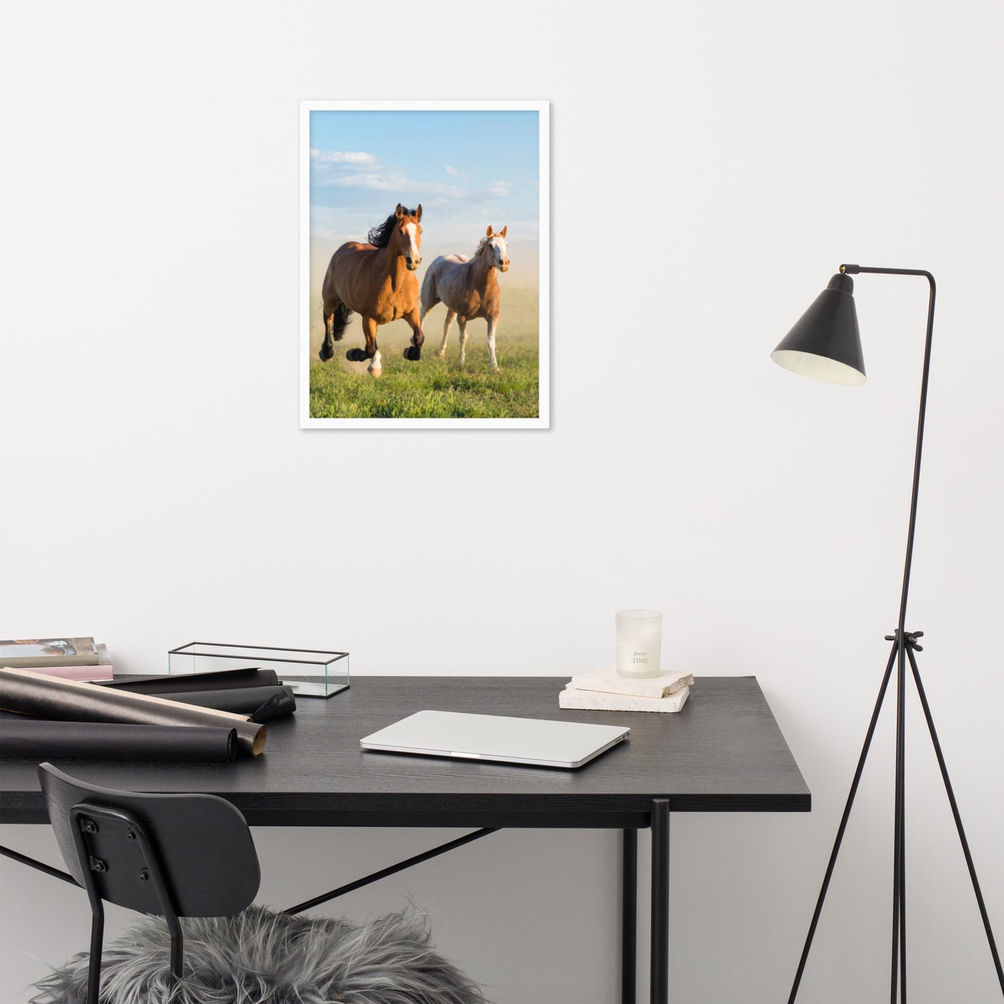 Framed Poster Horse Wall Art - Vertical Print (Glamourange 0023 Model)