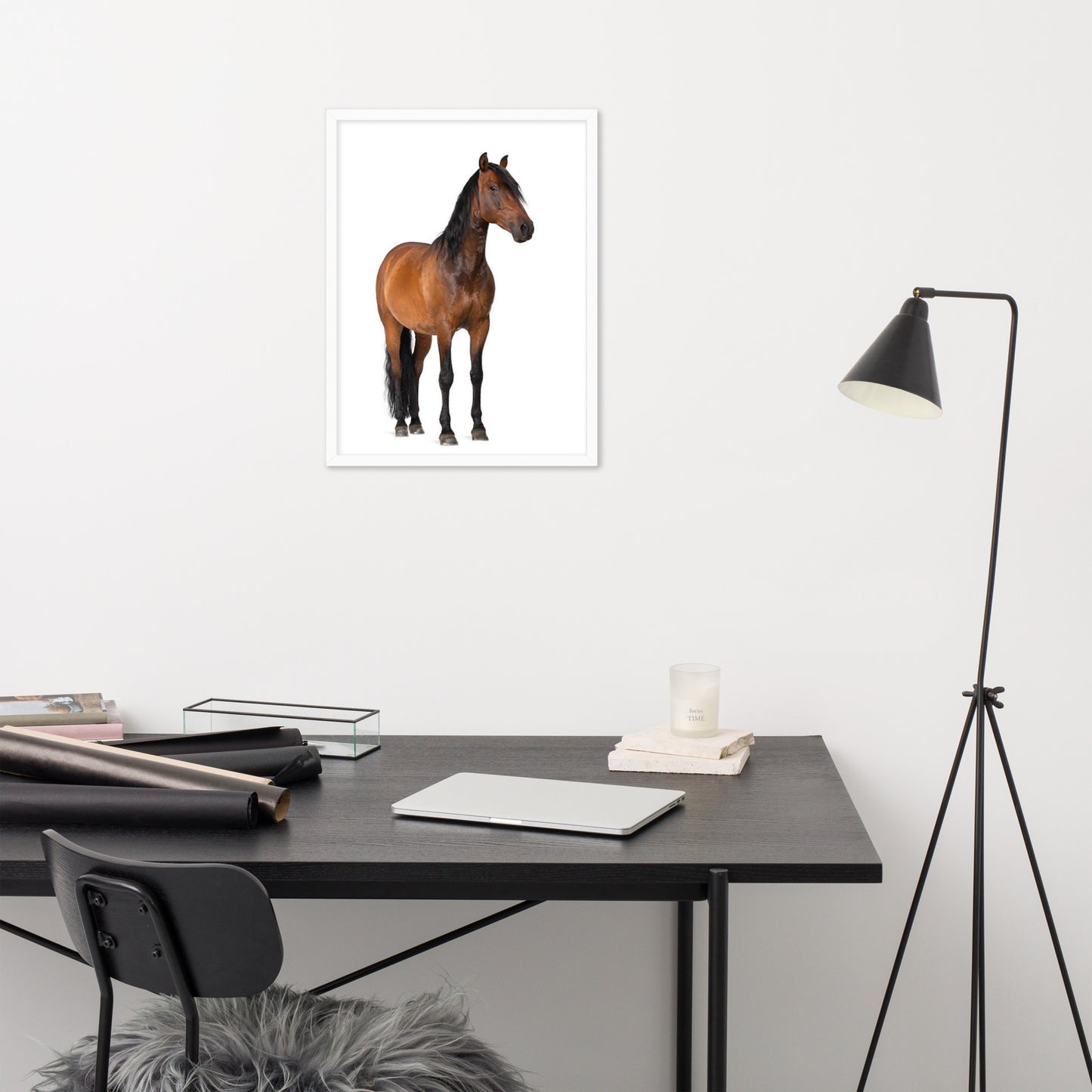 Framed Poster Horse Wall Art - Vertical Print (Glamourange 0024 Model)