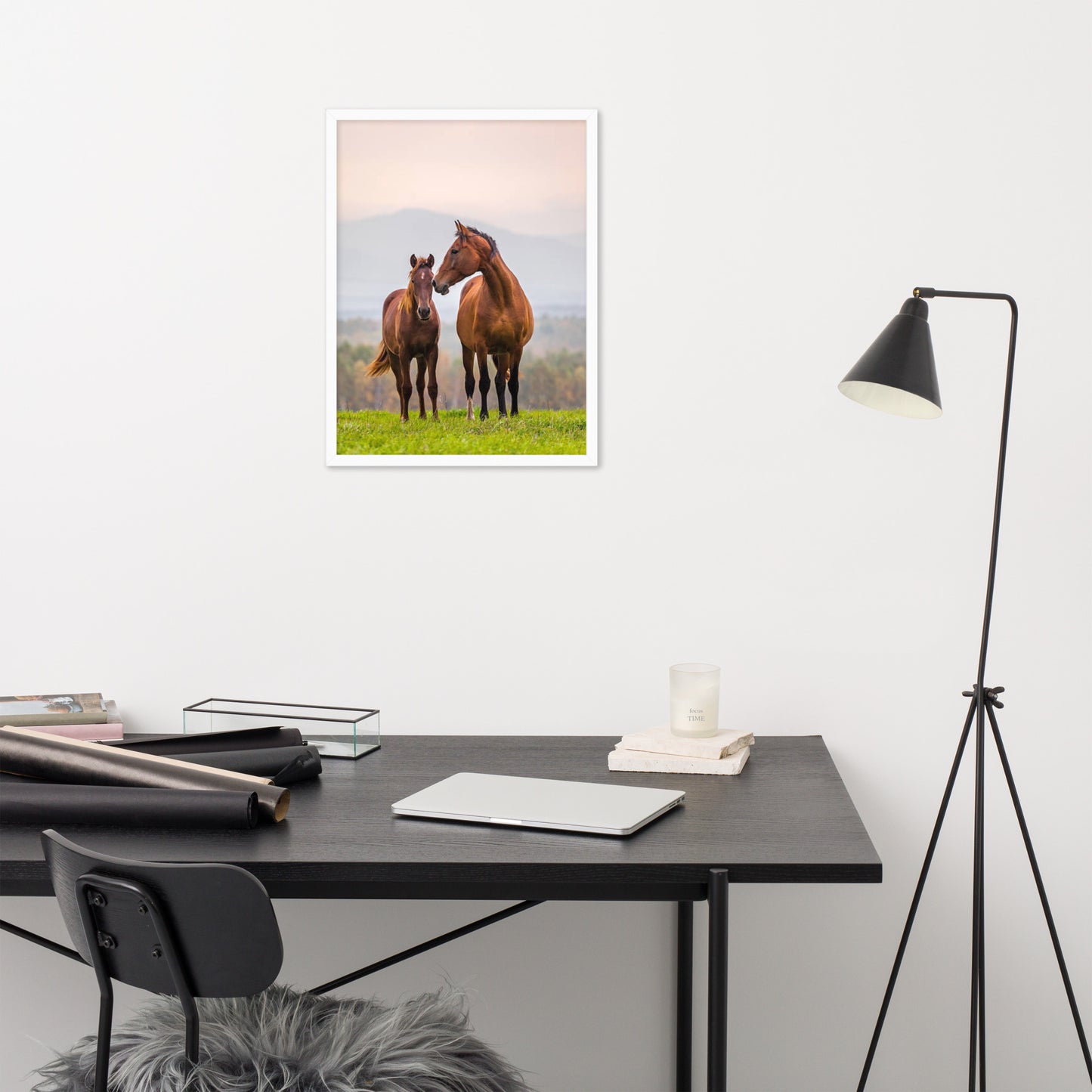 Framed Poster Horse Wall Art - Vertical Print (Glamourange 0027 Model)