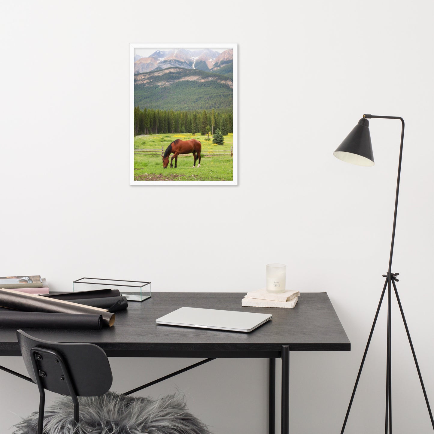 Framed Poster Horse Wall Art - Vertical Print (Glamourange 0030 Model)