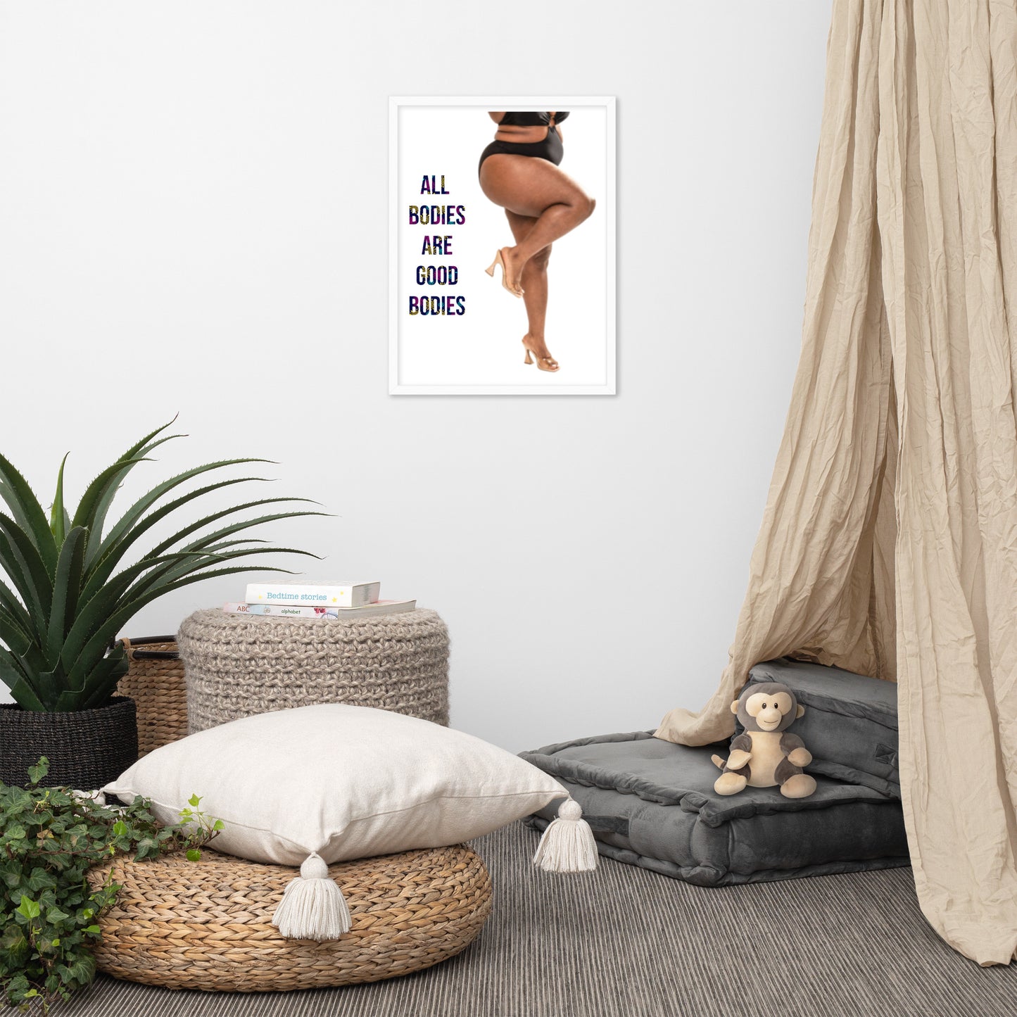 Body Positivity & Neutrality Framed Poster Wall Art (Vertical Model 004)