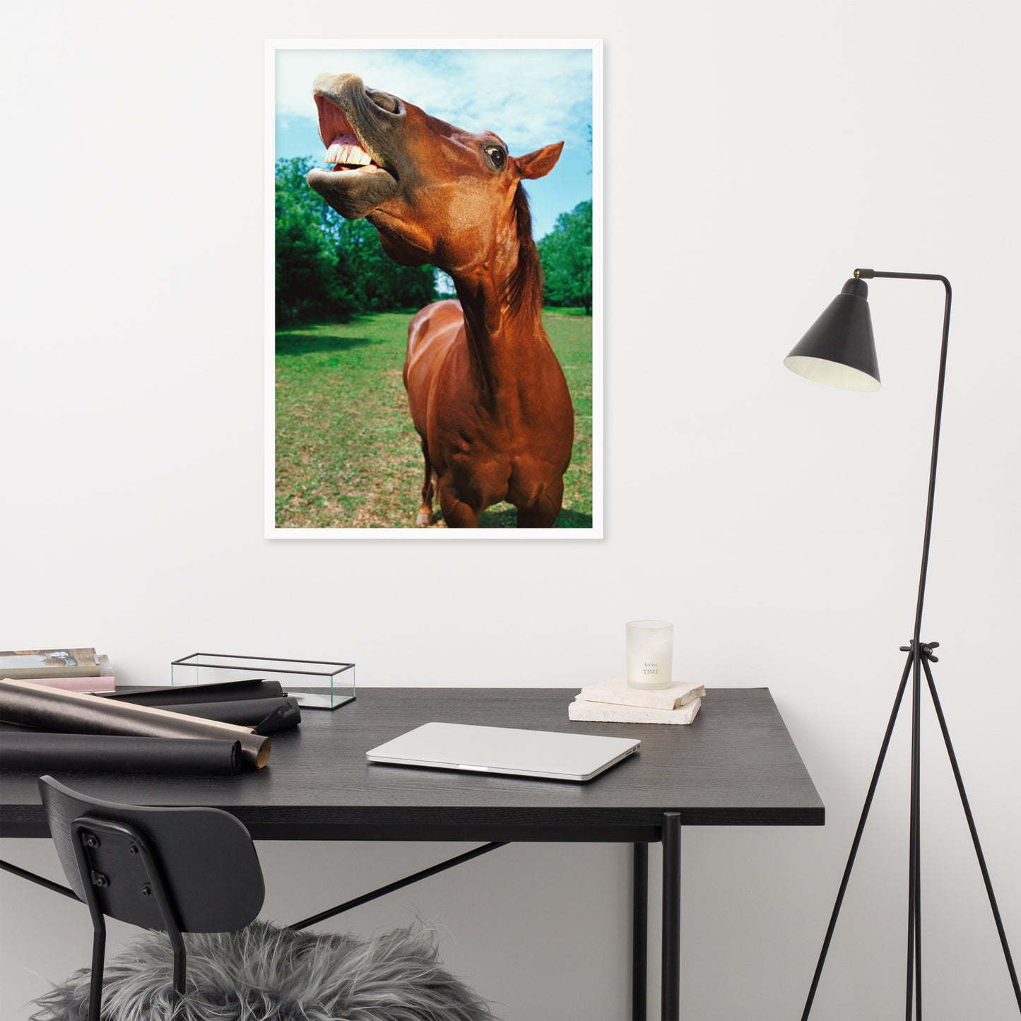 Framed Poster Horse Wall Art - Vertical Print (Glamourange 002 Model)