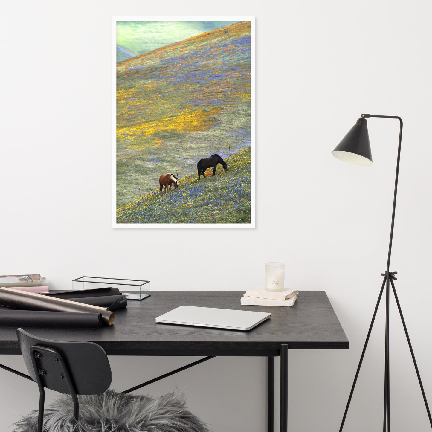 Framed Poster Horse Wall Art - Vertical Print (Glamourange 003 Model)