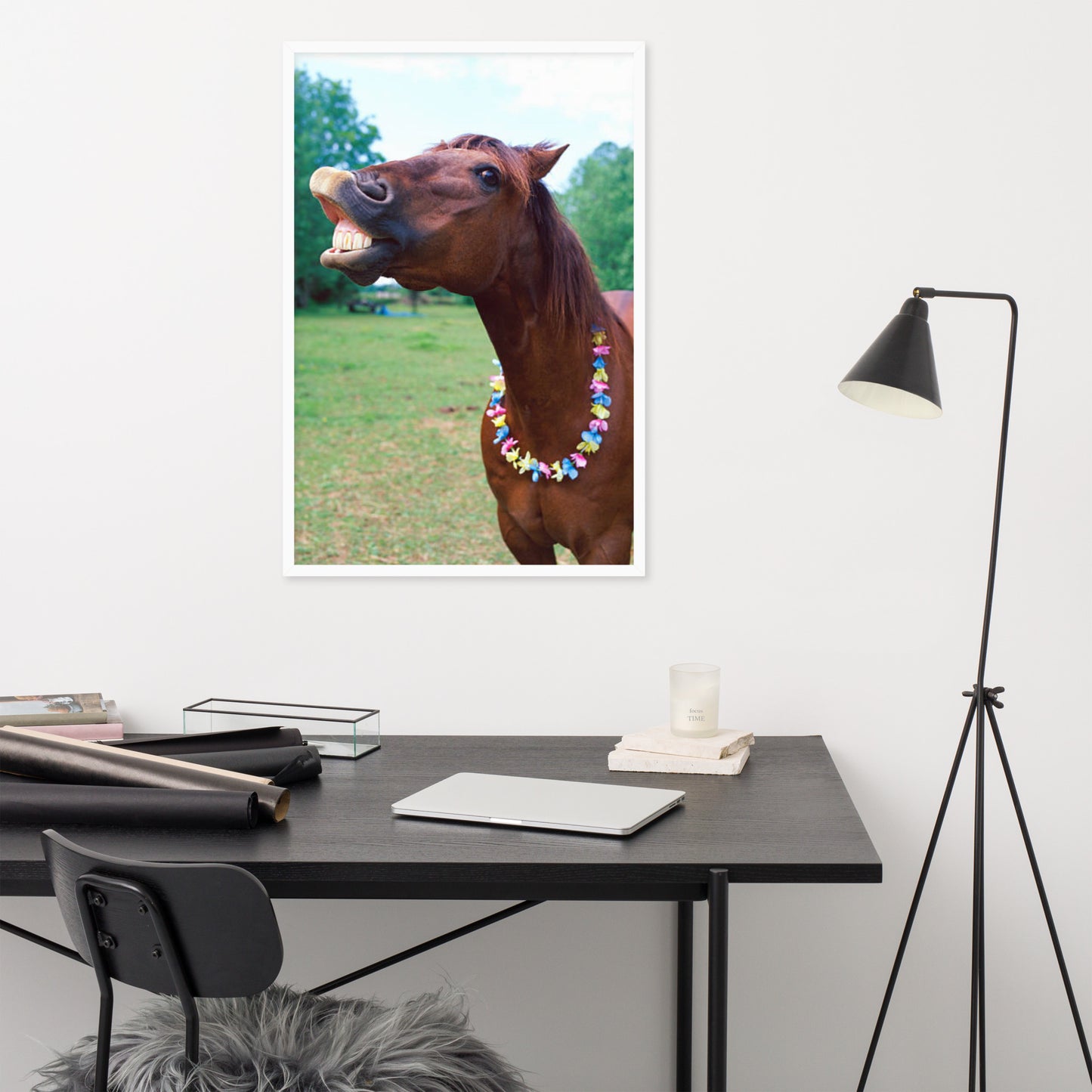 Framed Poster Horse Wall Art - Vertical Print (Glamourange 004 Model)