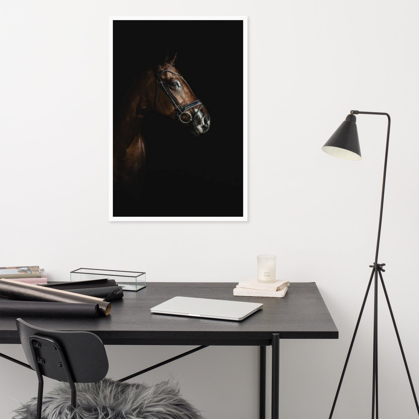 Framed Poster Horse Wall Art - Vertical Print (Glamourange 005 Model)