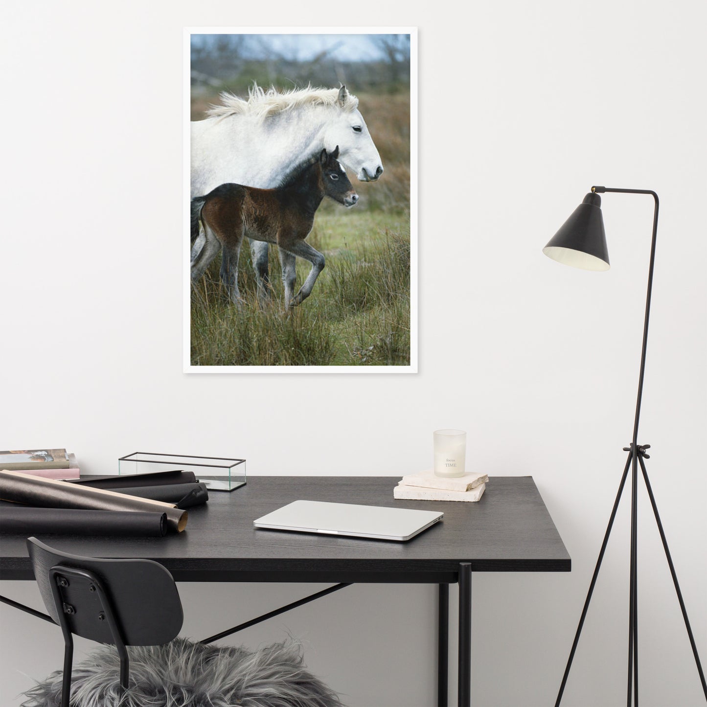 Framed Poster Horse Wall Art - Vertical Print (Glamourange 0011 Model)