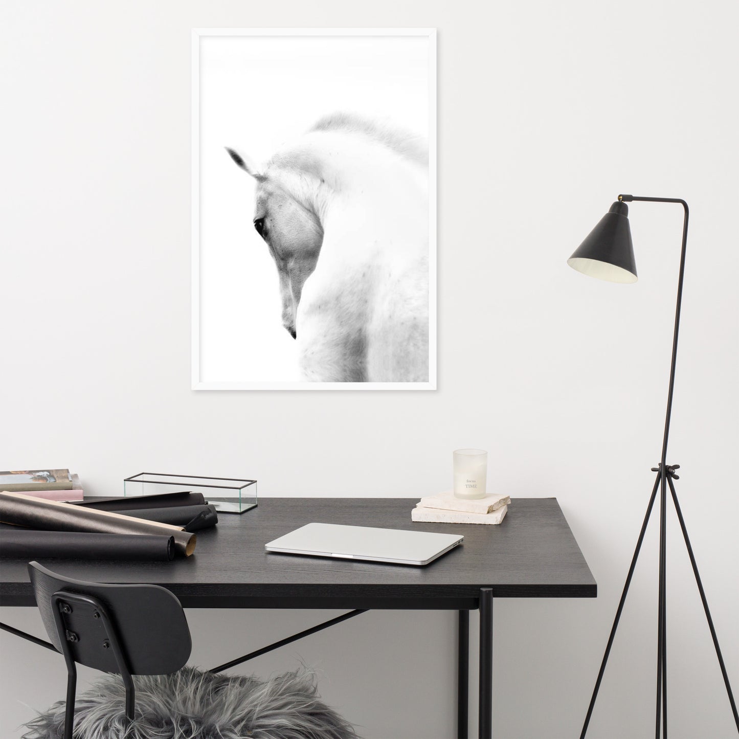 Framed Poster Horse Wall Art - Vertical Print (Glamourange 0014 Model)