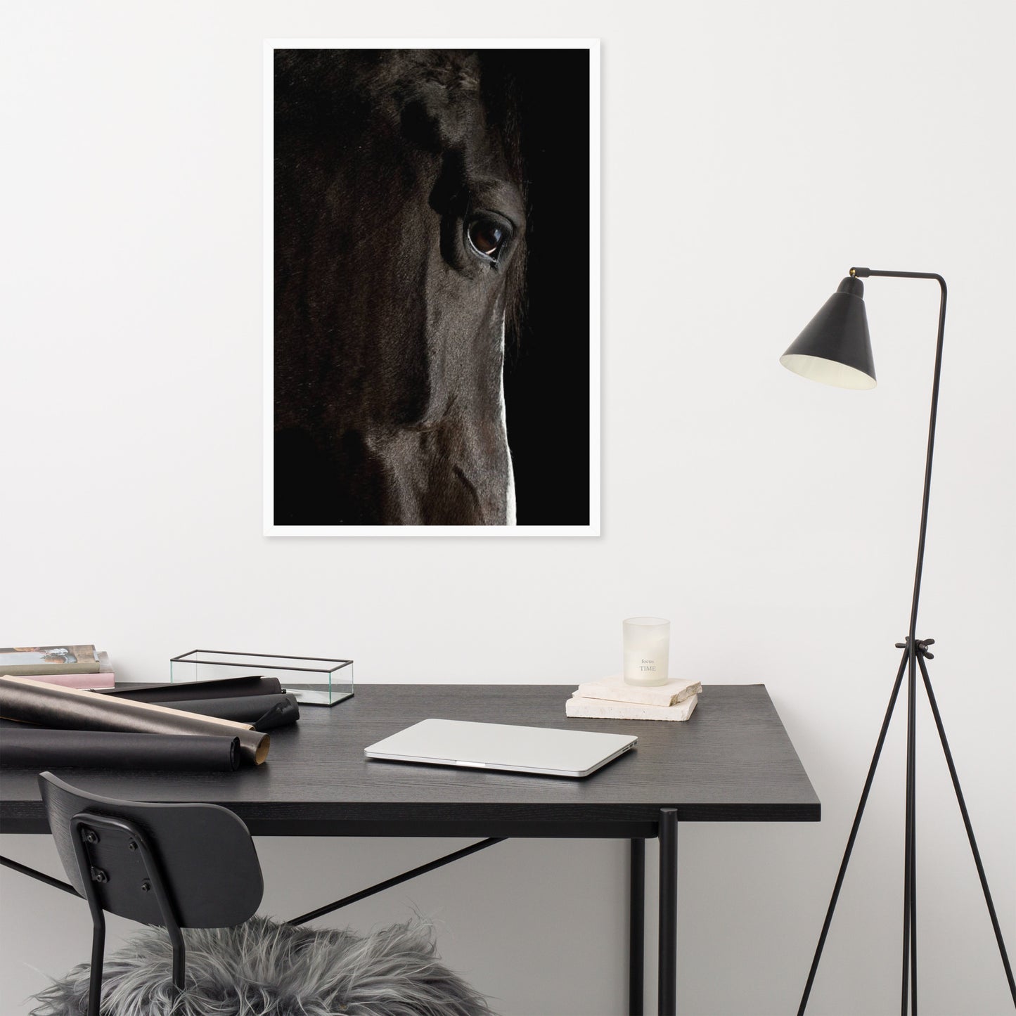 Framed Poster Horse Wall Art - Vertical Print (Glamourange 0015 Model)