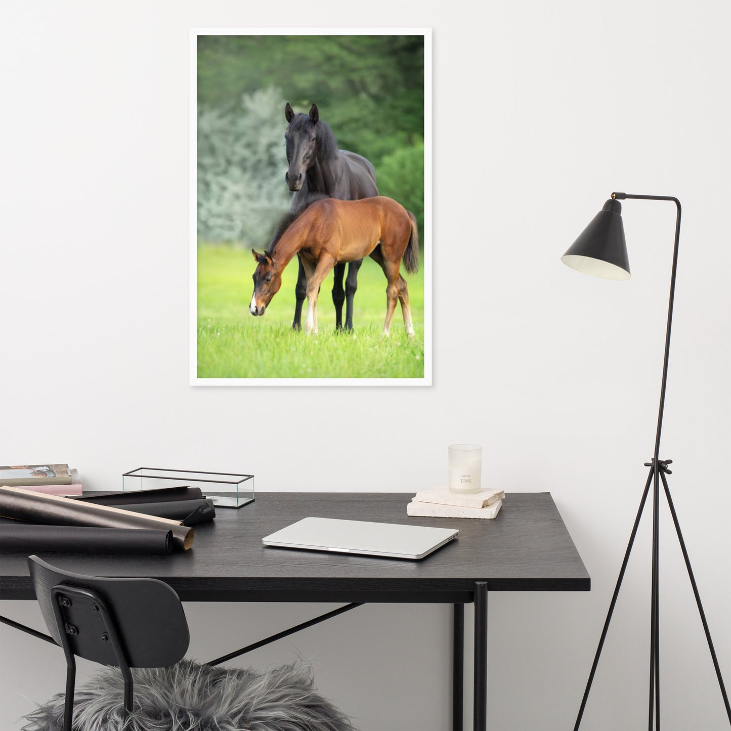 Framed Poster Horse Wall Art - Vertical Print (Glamourange 0021 Model)