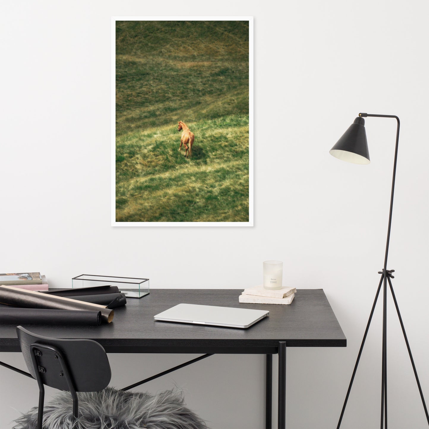 Framed Poster Horse Wall Art - Vertical Print (Glamourange 0022 Model)