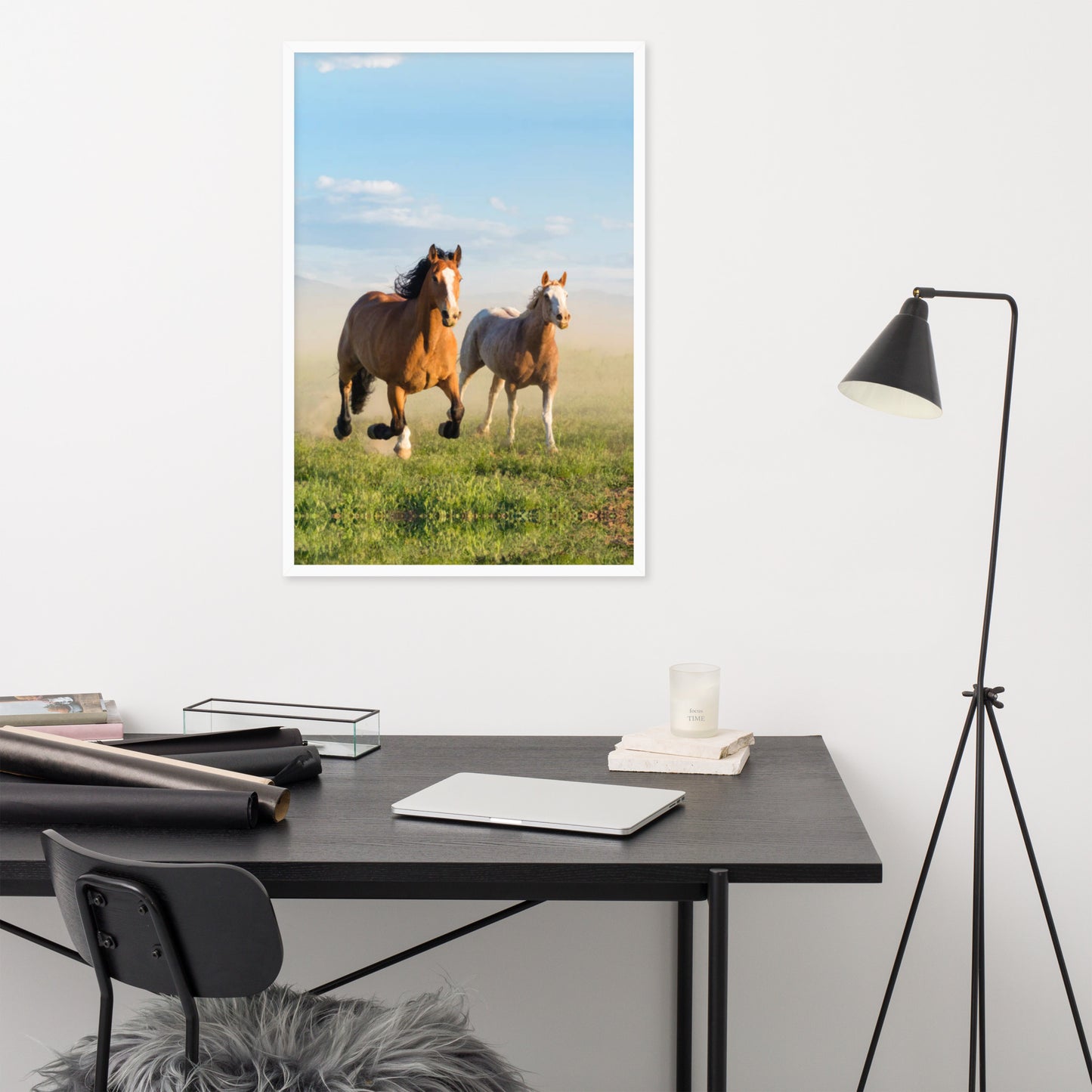 Framed Poster Horse Wall Art - Vertical Print (Glamourange 0023 Model)