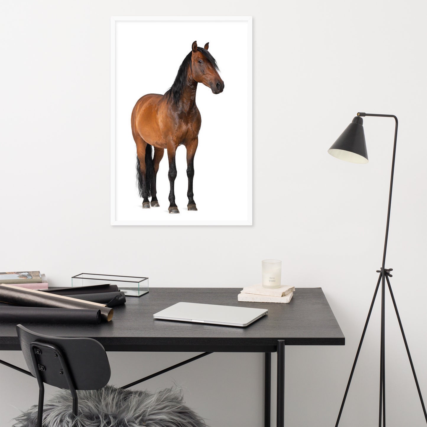 Framed Poster Horse Wall Art - Vertical Print (Glamourange 0024 Model)