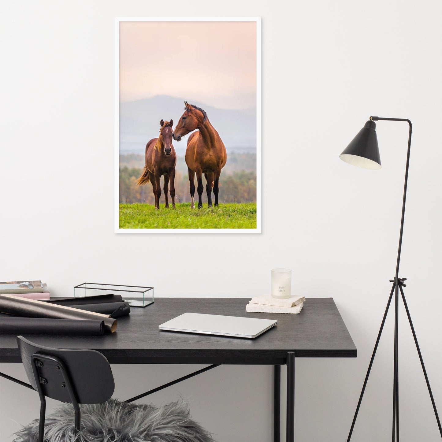 Framed Poster Horse Wall Art - Vertical Print (Glamourange 0027 Model)