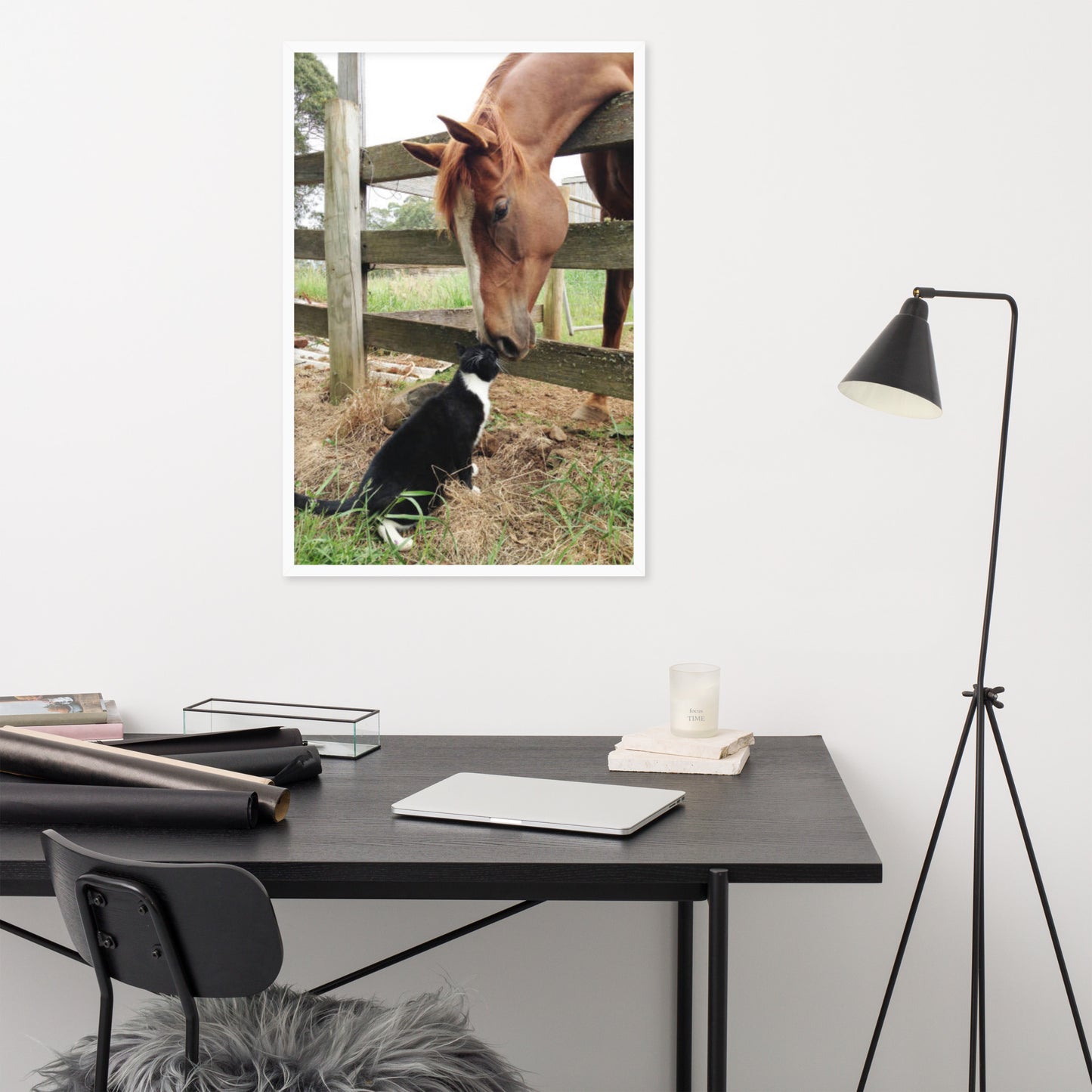 Framed Poster Horse Wall Art - Vertical Print (Glamourange 0029 Model)