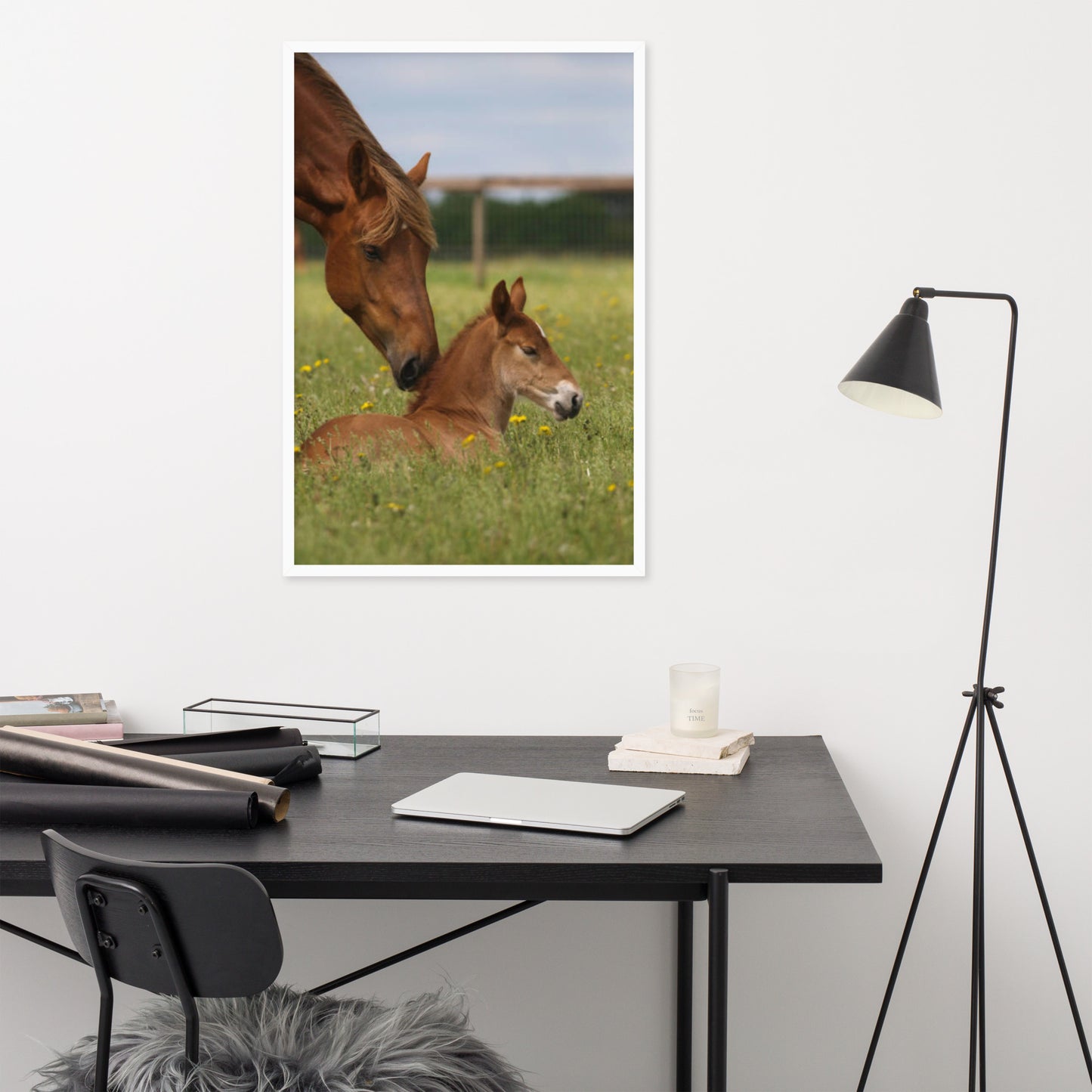 Framed Poster Horse Wall Art - Vertical Print (Glamourange 0032 Model)