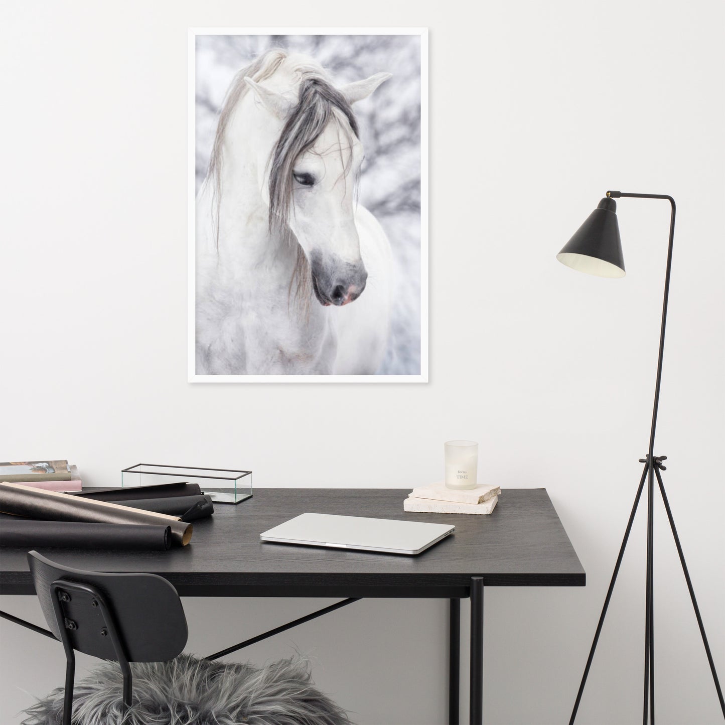 Framed Poster Horse Wall Art - Vertical Print (Glamourange 0036 Model)