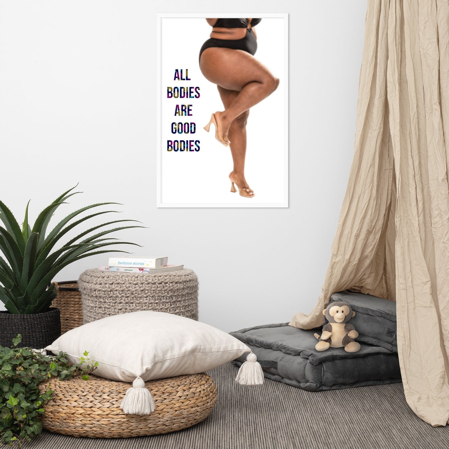 Body Positivity & Neutrality Framed Poster Wall Art (Vertical Model 004)