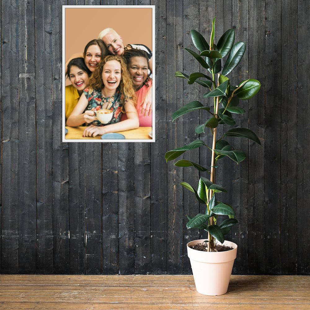 Framed Poster Wall Art Vertical: Priceless Smiles and Laughter (Print Model 001)