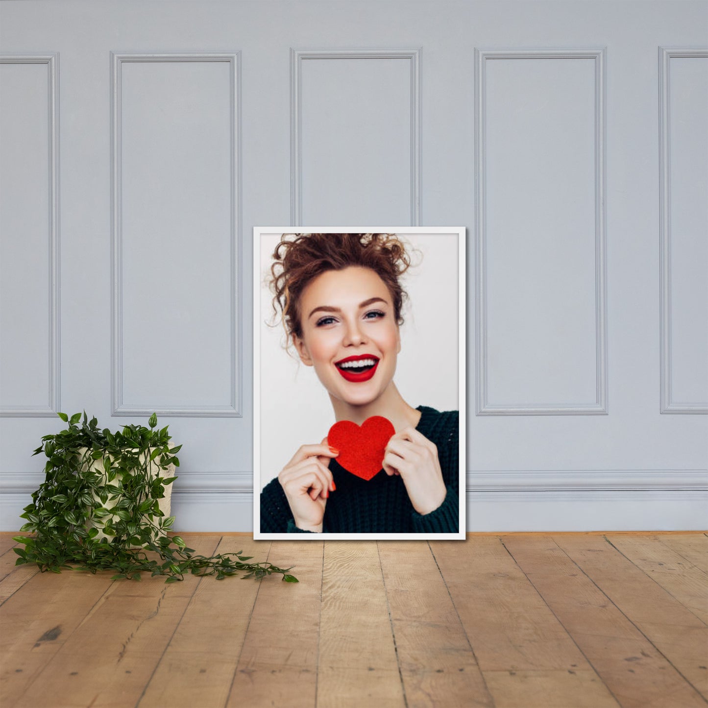 Framed Poster Wall Art Vertical: Priceless Smiles and Laughter (Print Model 008)