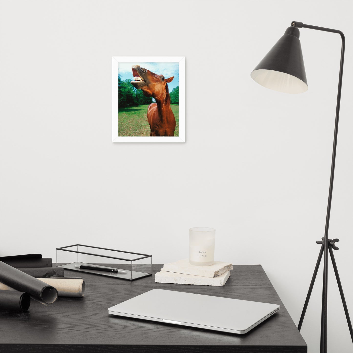 Framed Poster Horse Wall Art - Vertical Print (Glamourange 002 Model)