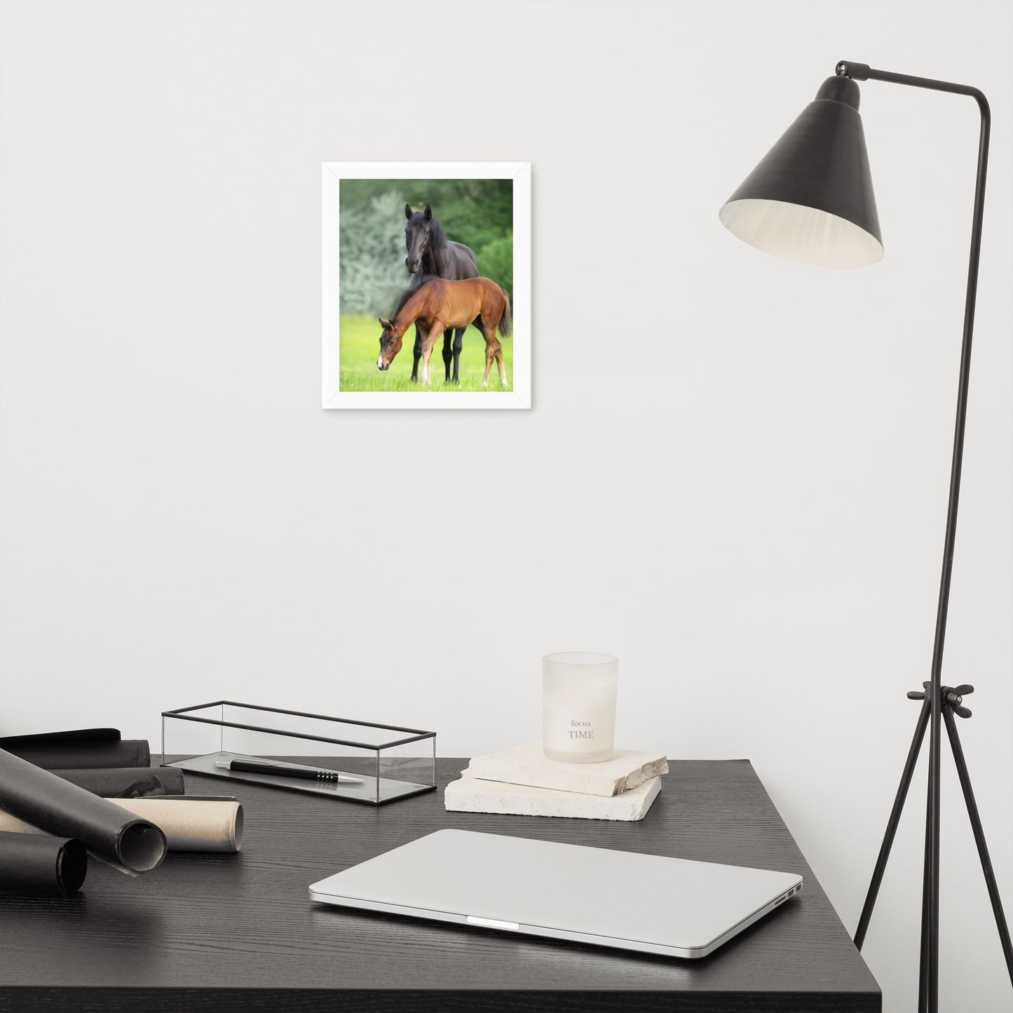 Framed Poster Horse Wall Art - Vertical Print (Glamourange 0021 Model)