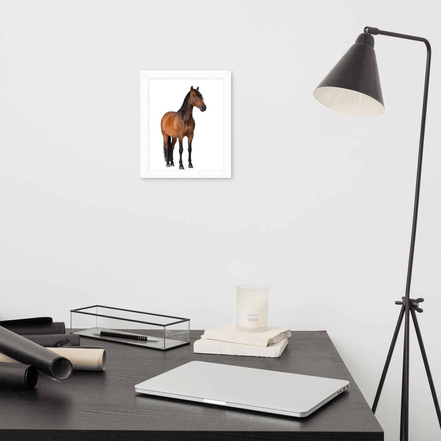 Framed Poster Horse Wall Art - Vertical Print (Glamourange 0024 Model)