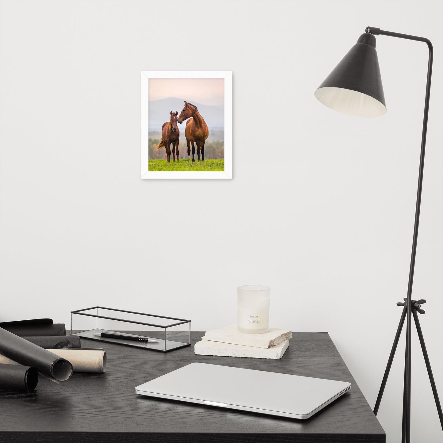 Framed Poster Horse Wall Art - Vertical Print (Glamourange 0027 Model)