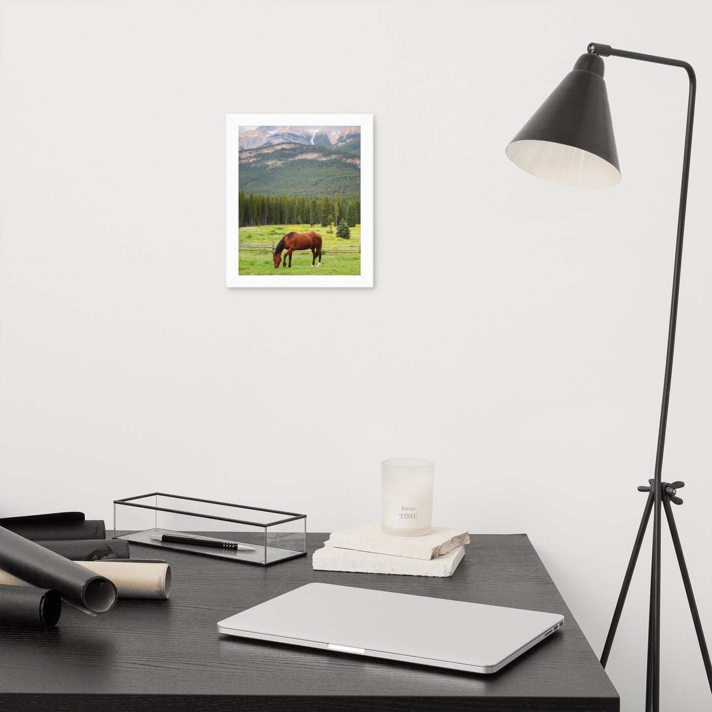 Framed Poster Horse Wall Art - Vertical Print (Glamourange 0030 Model)