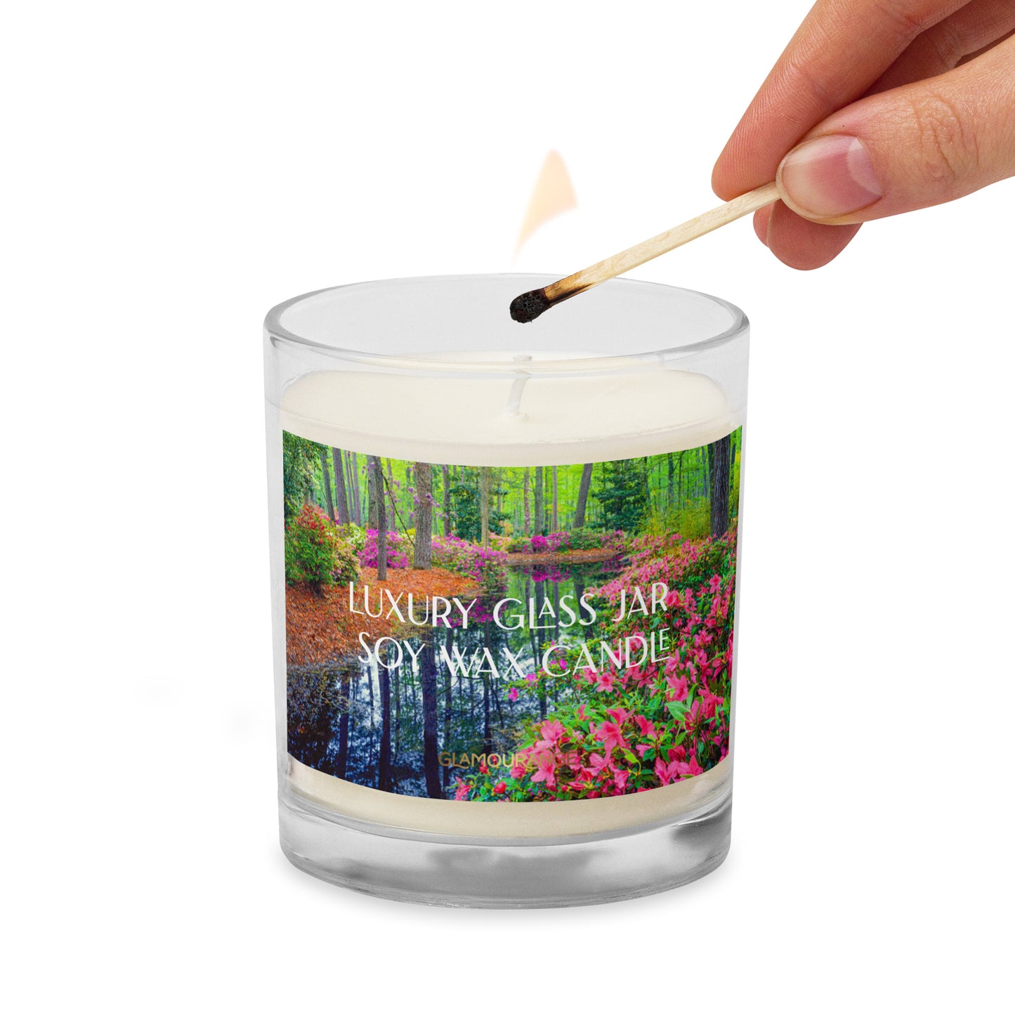 Glass Jar Soy Wax Candle (Calming Forest - Nature Label 0016)