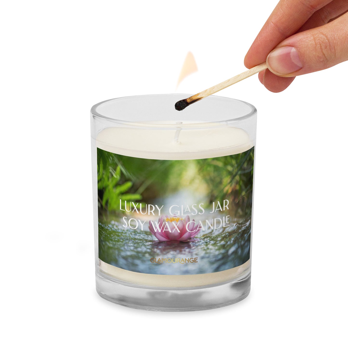 Glass Jar Soy Wax Candle (Calming Water - Nature Label 0018)