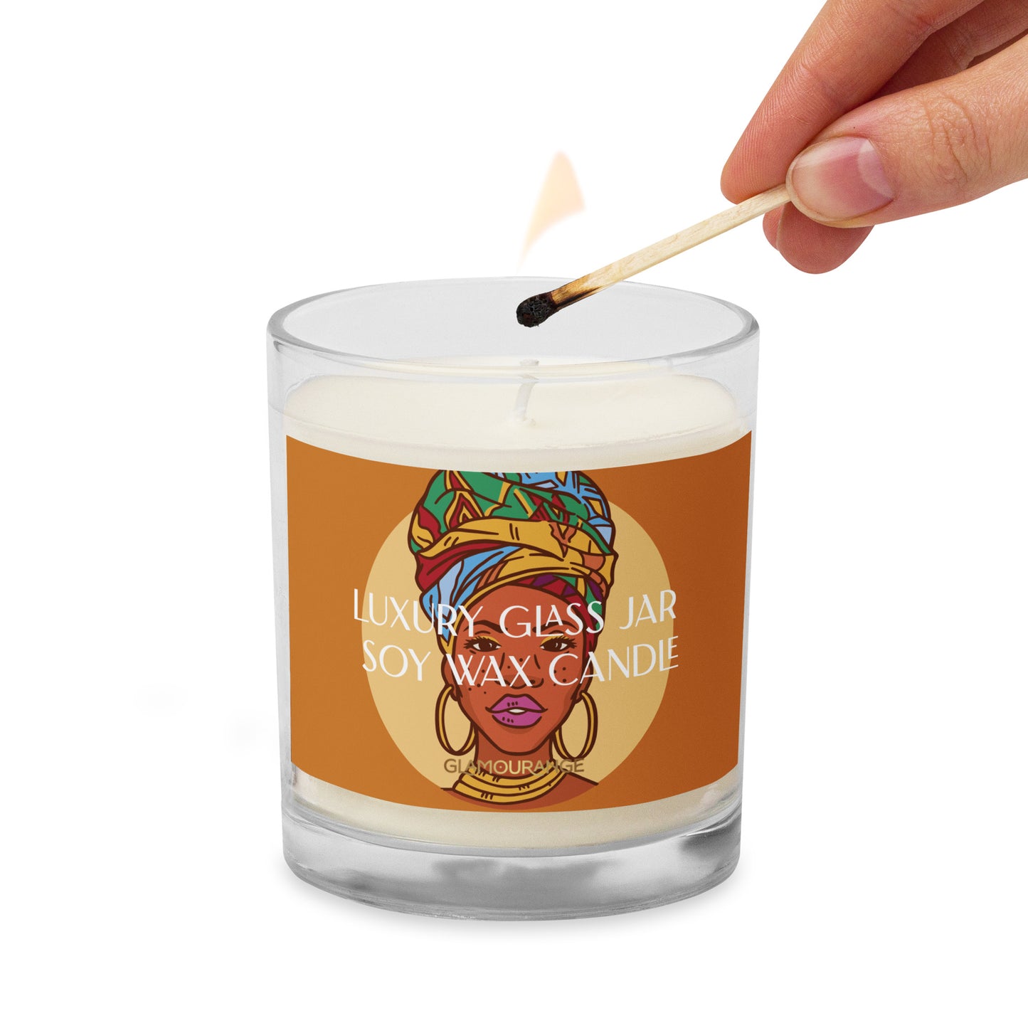 Glass Jar Soy Wax Candle (African Beauty - People Label 0036)