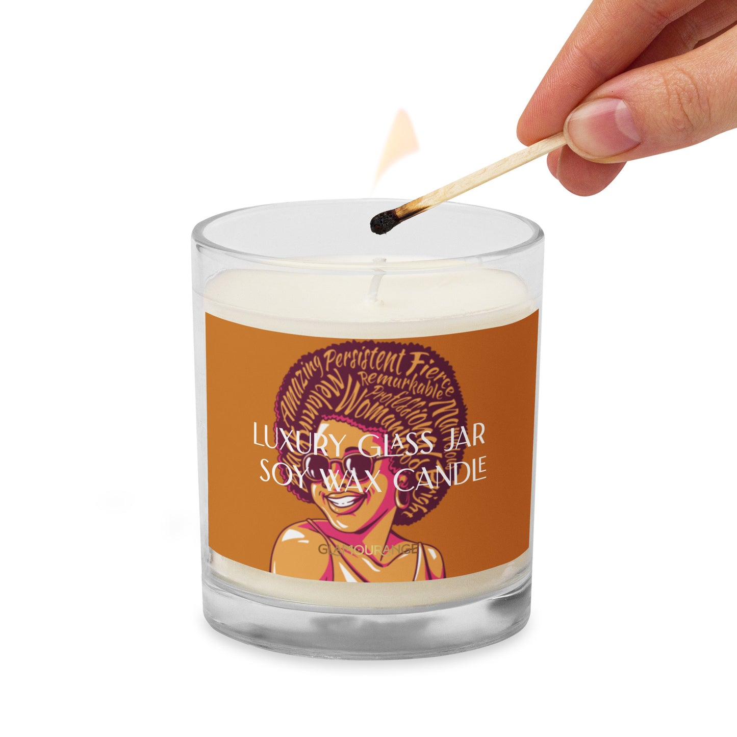 Glass Jar Soy Wax Candle (African Beauty - People Label 0037)