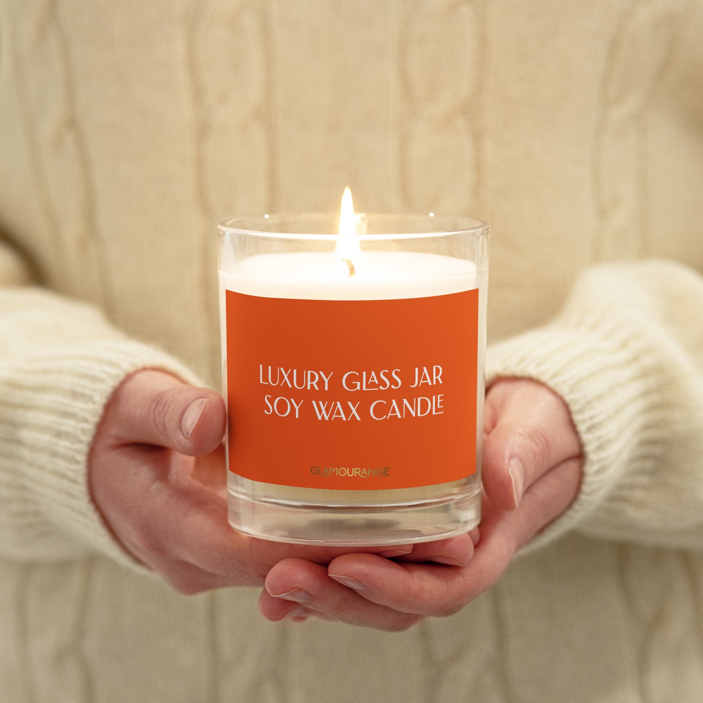 Glass Jar Soy Wax Candle (Luxury Candle Jar - Orange Label 004)