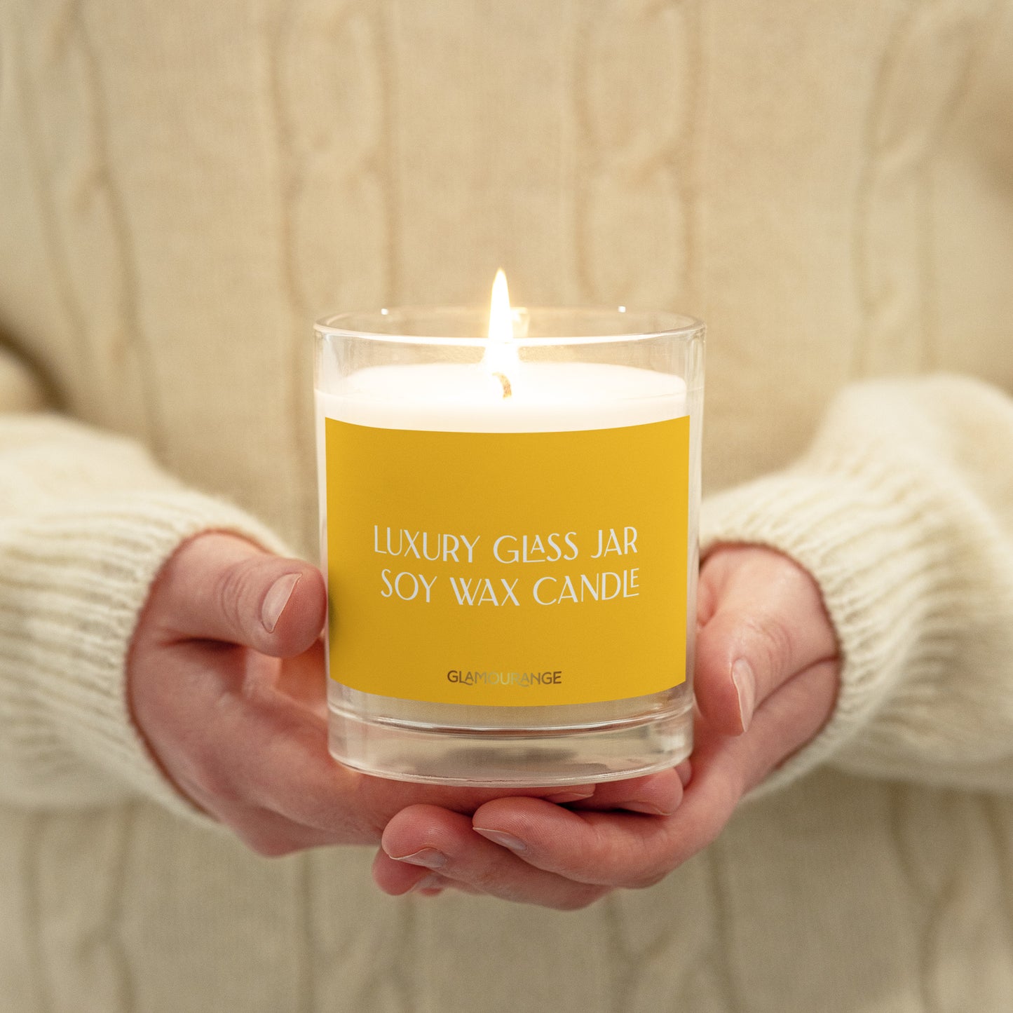 Glass Jar Soy Wax Candle (Luxury Candle Jar - Yellow Label 006)