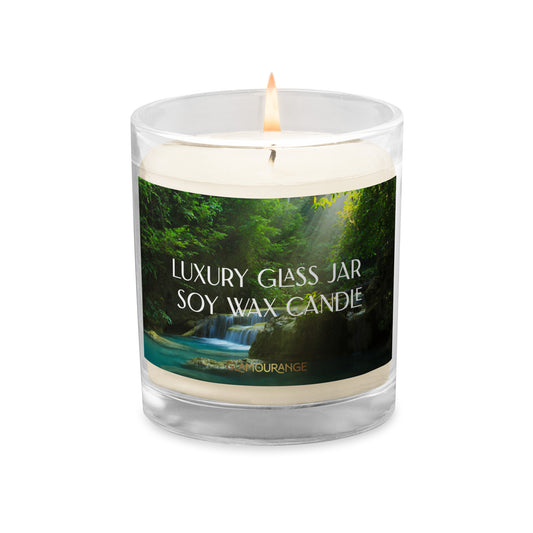 Glass Jar Soy Wax Candle (Calming Waterfall - Nature Label 0013)